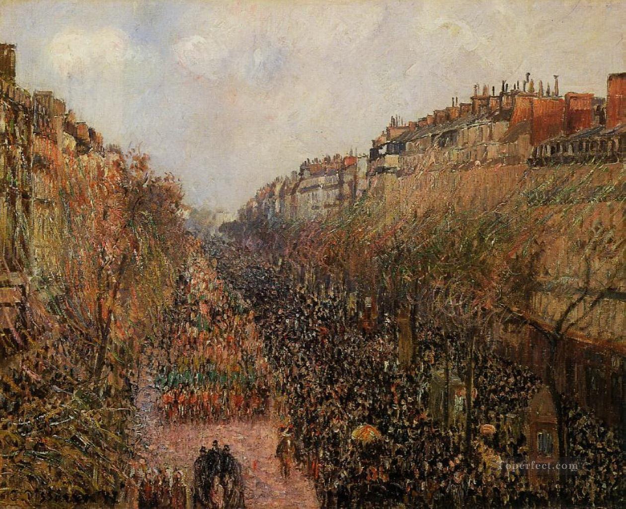boulevard montmartre mardi gras 1897 Camille Pissarro Parisian Oil Paintings
